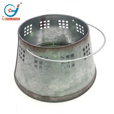 Rhombic Nine-Palace Zinc Metal Bucket with Handle for Candle