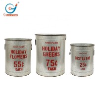 Metal Christmas Tree Farm Bucket Galvanized Farmhouse Decoration