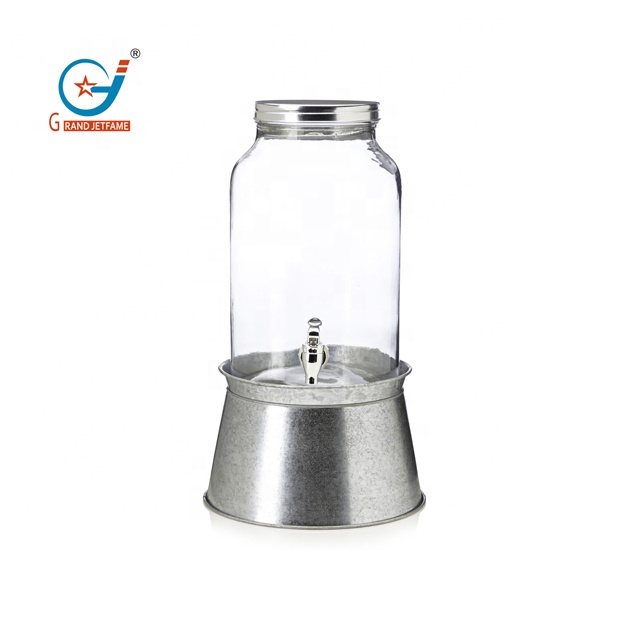 Galvanized Beverage Dispenser Base Stand Use As Ice Bucket  Home Bar & Party Glass Jug Centerpiece